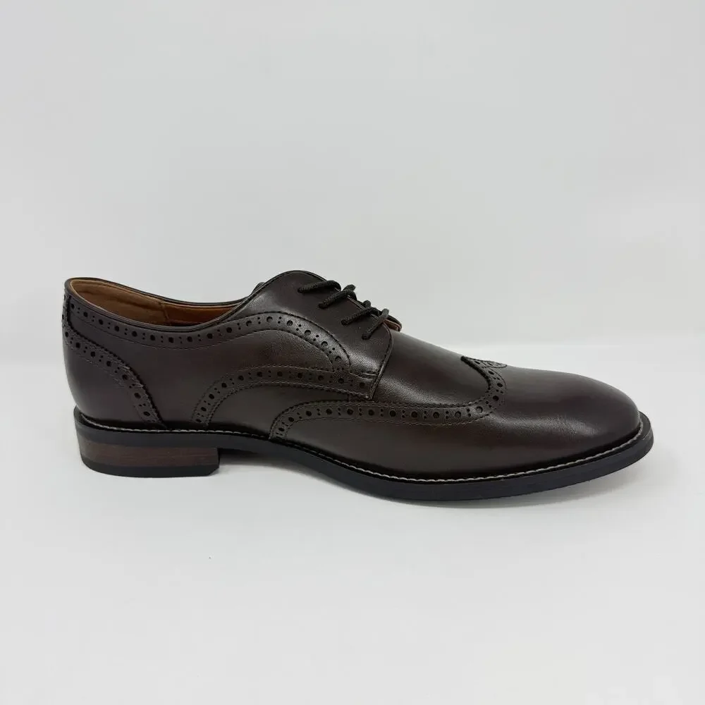 Stafford Charles Men’s 12M Brown Wingtip Oxford Dress Shoes Memory Foam New